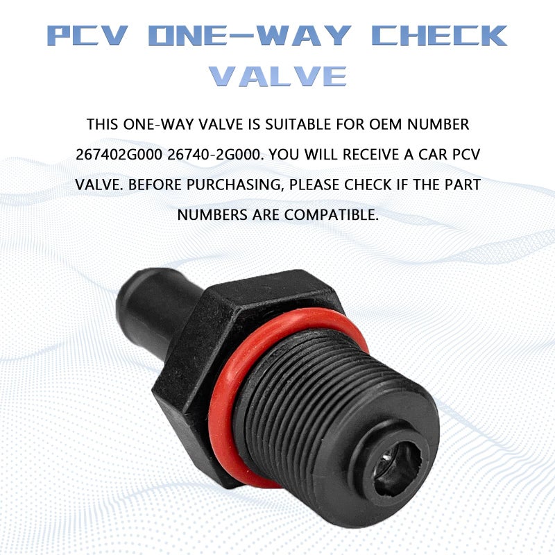 صمام QBOONPT PCV لسيارة السيارات PCV استبدال صمام الاختيار في اتجاه واحد 267402G000 26740-2G000 صمام التحكم في تهوية علبة المرافق الإيجابية المتوافق مع Hyundai Elantra Sonata JAC Chery Nissan - Image 3